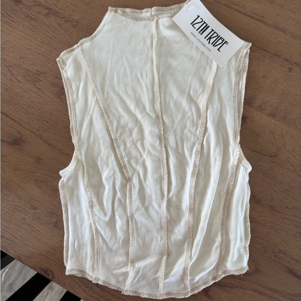 12th Tribe Cream Sleeveless Top
